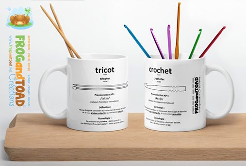 Crochet Tricot Dictionnaire Mug Blanche - FROGandTOAD Creations